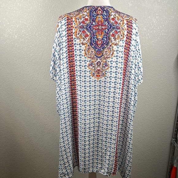 Angie Boho Floral Rayon Open Kimono Cardigan Short Sleeve Top Size Small - Picture 5 of 7